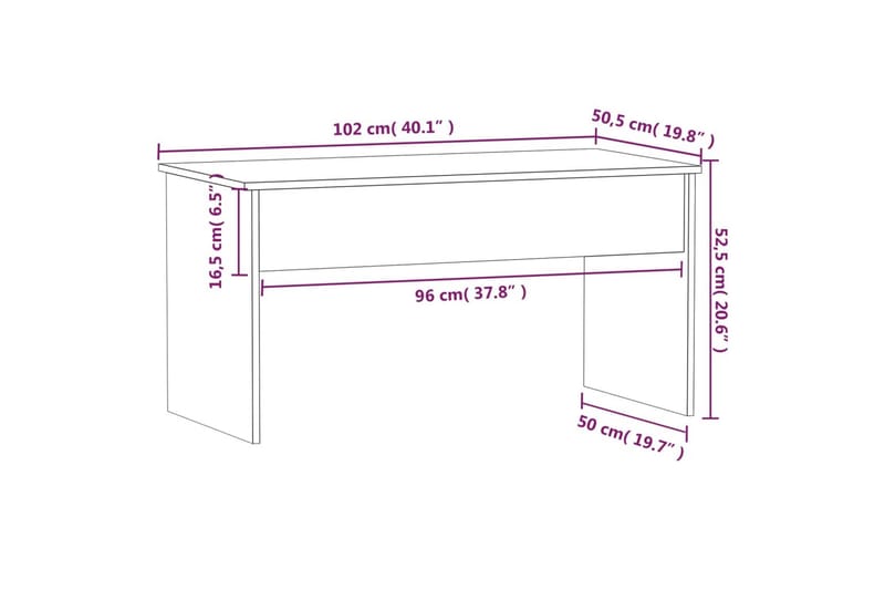 beBasic sofabord 102x50,5x52,5 cm konstrueret træ betongrå - GrÃ¥ - Møbler - Borde - Aflastningsbord - Lampebord