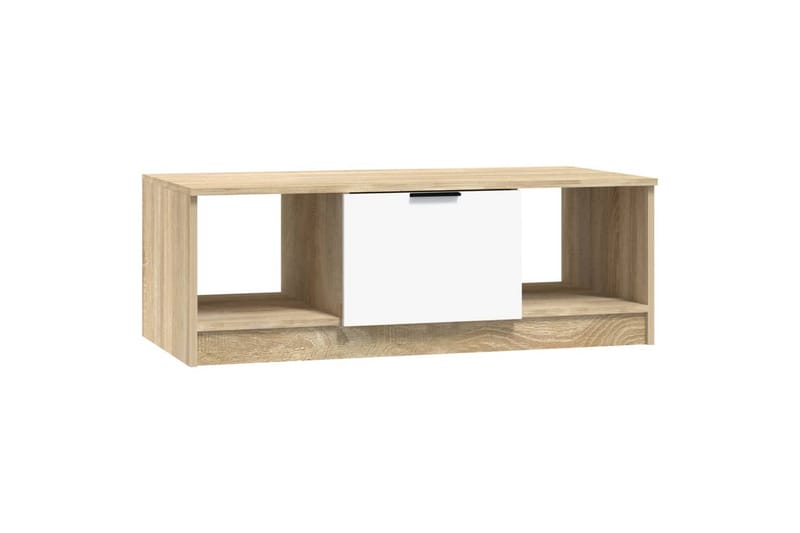 beBasic sofabord 102x50x36 cm konstrueret træ hvid og sonoma-eg - Beige - Møbler - Borde - Aflastningsbord - Lampebord