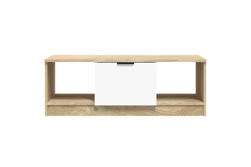 beBasic sofabord 102x50x36 cm konstrueret træ hvid og sonoma-eg - Beige - Møbler - Borde - Aflastningsbord - Lampebord