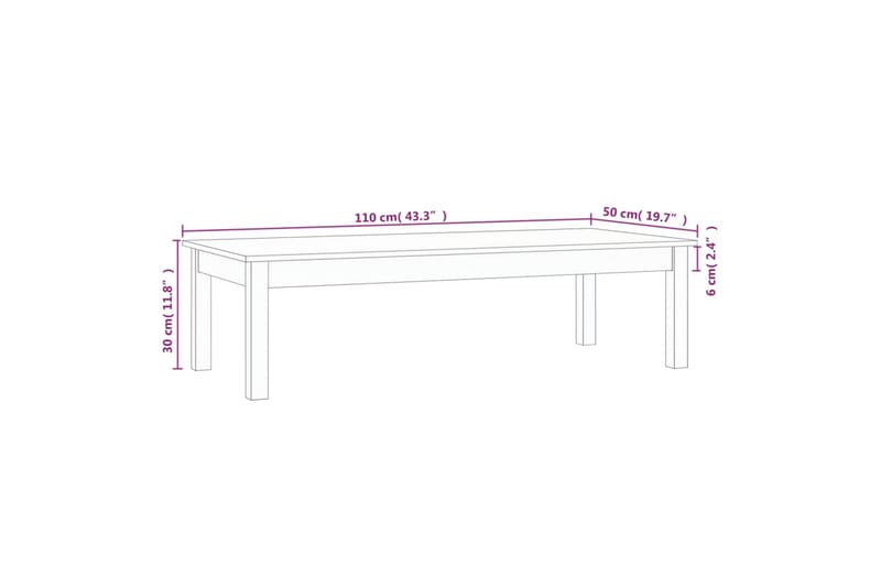 beBasic sofabord 110x50x30 cm massivt fyrretræ - Brun - Møbler - Borde - Aflastningsbord - Lampebord