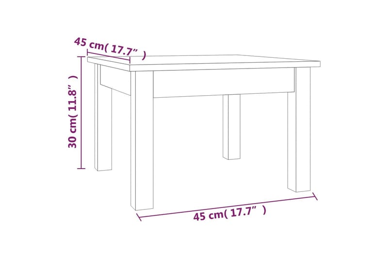 beBasic sofabord 45x45x30 cm massivt fyrretræ grå - GrÃ¥ - Møbler - Borde - Aflastningsbord - Lampebord