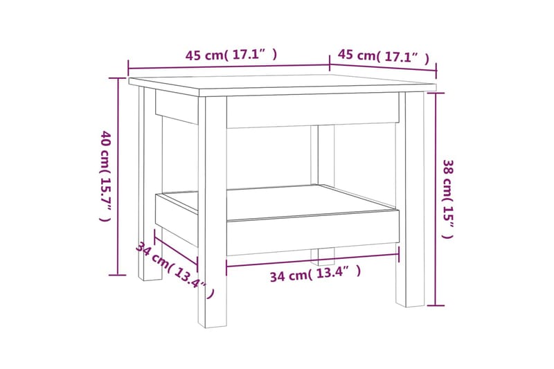 beBasic sofabord 45x45x40 cm massivt fyrretræ - Brun - Møbler - Borde - Aflastningsbord - Lampebord