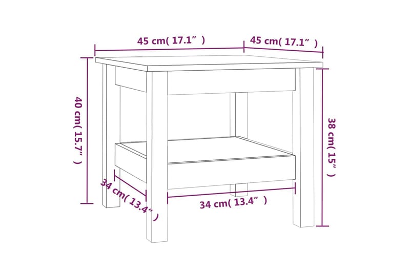 beBasic sofabord 45x45x40 cm massivt fyrretræ gyldenbrun - Brun - Møbler - Borde - Aflastningsbord - Lampebord