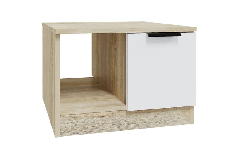 beBasic sofabord 50x50x36 cm konstrueret træ hvid og sonoma-eg - Beige - Møbler - Borde - Aflastningsbord - Lampebord