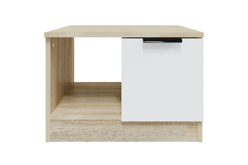 beBasic sofabord 50x50x36 cm konstrueret træ hvid og sonoma-eg - Beige - Møbler - Borde - Aflastningsbord - Lampebord