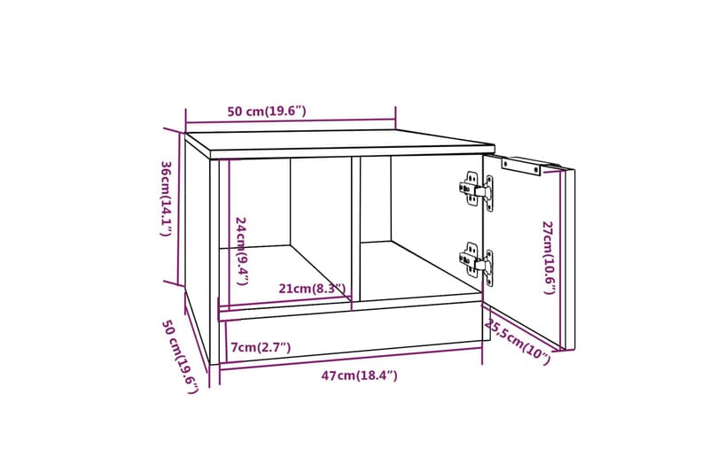 beBasic sofabord 50x50x36 cm konstrueret træ hvid og sonoma-eg - Beige - Møbler - Borde - Aflastningsbord - Lampebord