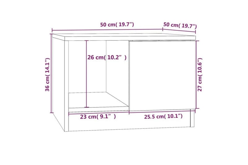 beBasic sofabord 50x50x36 cm konstrueret træ sonoma-eg - Brun - Møbler - Borde - Aflastningsbord - Lampebord