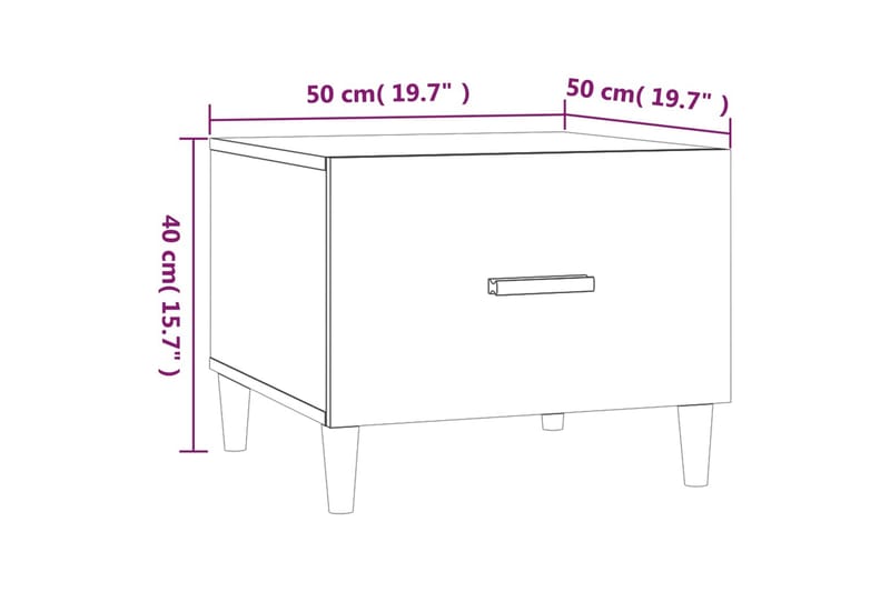 beBasic sofabord 50x50x40 cm konstrueret træ brun egetræsfarve - Brun - Møbler - Borde - Aflastningsbord - Lampebord