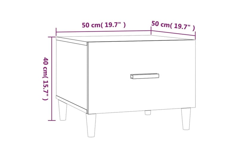 beBasic sofabord 50x50x40 cm konstrueret træ grå sonoma-eg - GrÃ¥ - Møbler - Borde - Aflastningsbord - Lampebord