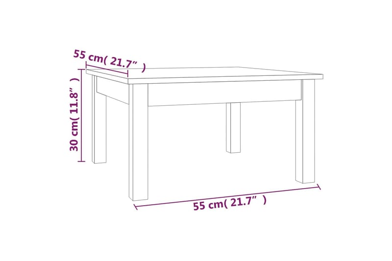 beBasic sofabord 55x55x30 cm massivt fyrretræ - Brun - Møbler - Borde - Aflastningsbord - Lampebord