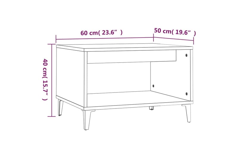 beBasic sofabord 60x50x40 cm konstrueret træ røget egetræsfarve - Brun - Møbler - Borde - Aflastningsbord - Lampebord