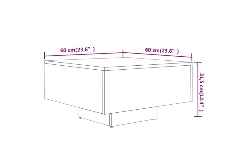 beBasic sofabord 60x60x31,5 cm konstrueret træ røget egetræsfarve - Brun - Møbler - Borde - Aflastningsbord - Lampebord