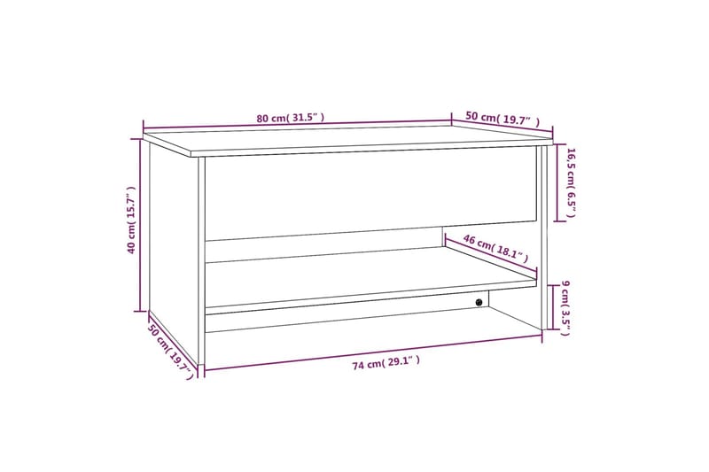 beBasic sofabord 80x50x40 cm konstrueret træ hvid - Hvid - Møbler - Borde - Aflastningsbord - Lampebord