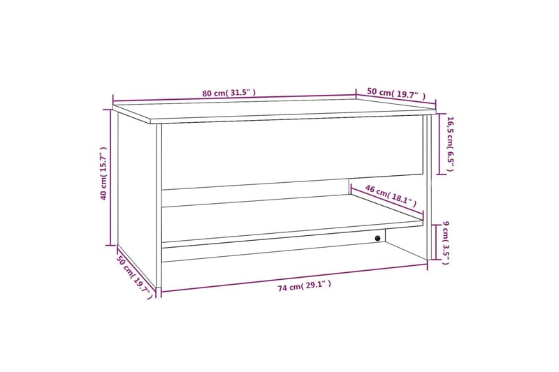 beBasic sofabord 80x50x40 cm konstrueret træ røget egetræsfarve - Brun - Møbler - Borde - Aflastningsbord - Lampebord