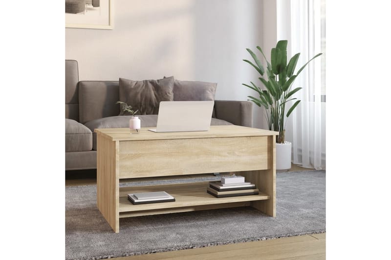 beBasic sofabord 80x50x40 cm konstrueret træ sonoma-eg - Brun - Møbler - Borde - Aflastningsbord - Lampebord