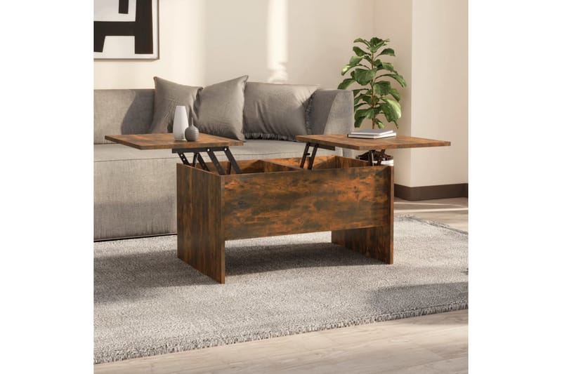 beBasic sofabord 80x50x42,5 cm konstrueret træ røget egetræsfarve - Brun - Lampebord - Bakkebord & sm�å borde