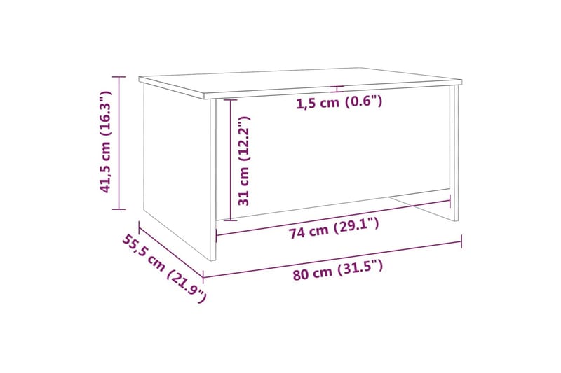 beBasic sofabord 80x55,5x41,5 cm konstrueret træ brun egetræsfarve - Brun - Lampebord - Bakkebord & små borde