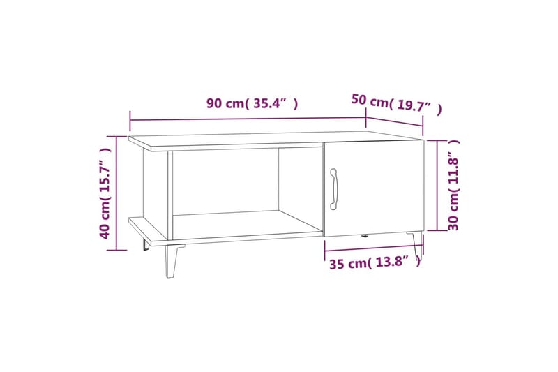 beBasic sofabord 90x50x40 cm konstrueret træ betongrå - GrÃ¥ - Møbler - Borde - Aflastningsbord - Lampebord