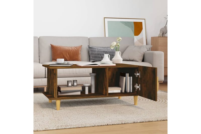 beBasic sofabord 90x50x40 cm konstrueret træ røget egetræsfarve - Brun - Lampebord - Bakkebord & små borde