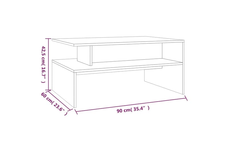 beBasic sofabord 90x60x42,5 cm konstrueret træ røget egetræsfarve - Brun - Møbler - Borde - Aflastningsbord - Lampebord