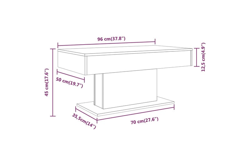 beBasic sofabord 96x50x45 cm konstrueret træ brun egetræsfarve - Brun - Møbler - Borde - Aflastningsbord - Lampebord