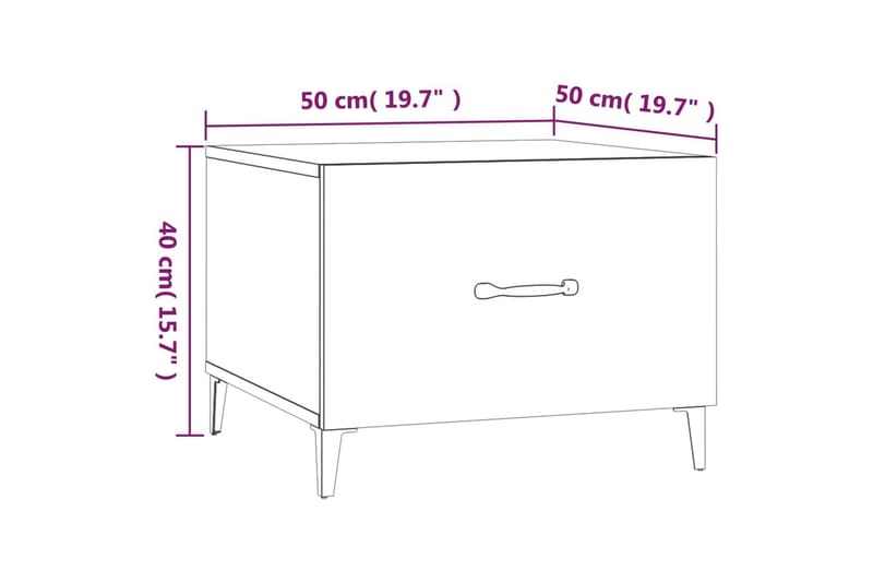 beBasic sofabord med metalben 50x50x40 cm betongrå - GrÃ¥ - Møbler - Borde - Aflastningsbord - Lampebord