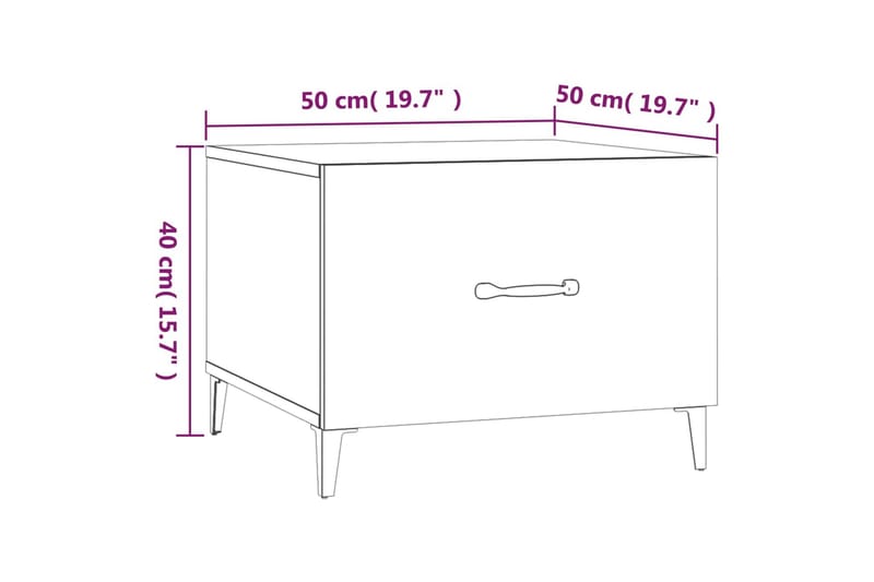 beBasic sofabord med metalben 50x50x40 cm hvid - Hvid - Møbler - Borde - Aflastningsbord - Lampebord