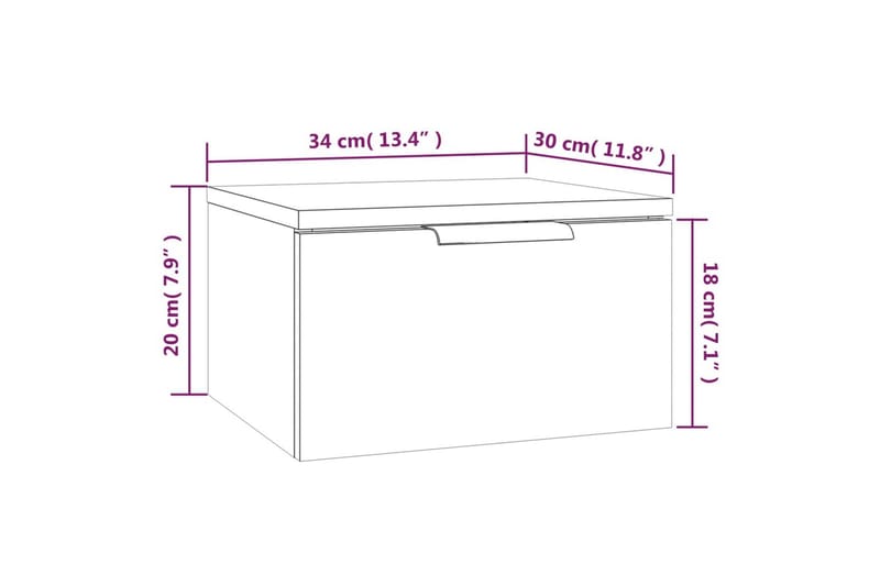 beBasic væghængt sengebord 34x30x20 cm brun egetræsfarve - Brun - Møbler - Borde - Aflastningsbord - Sengebord