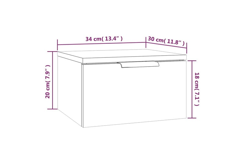 beBasic væghængt sengebord 34x30x20 cm røget egetræsfarve - Brun - Møbler - Borde - Aflastningsbord - Sengebord