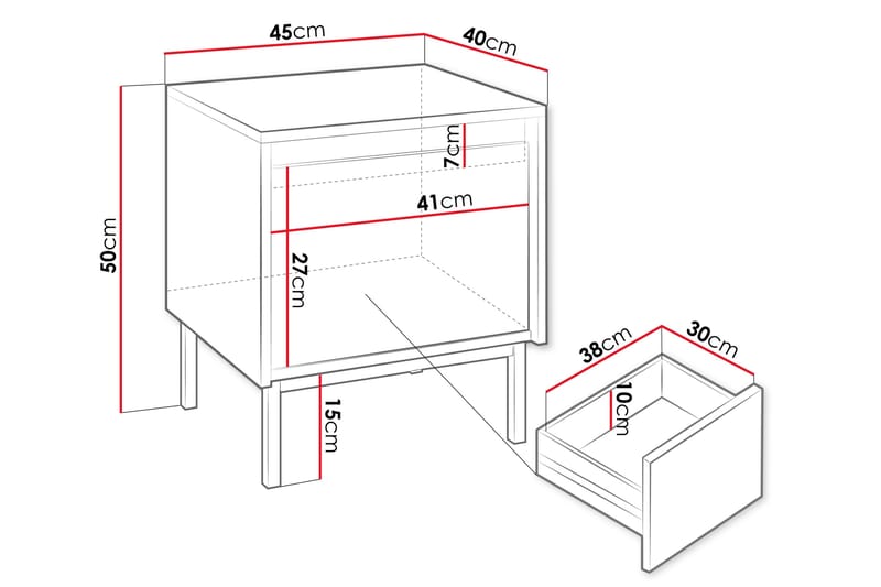 Bjurholm Natbord 45 cm - Hvid - Møbler - Borde - Aflastningsbord - Sengebord