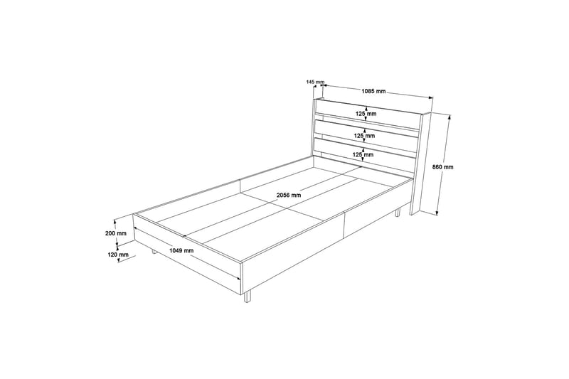 Erhan Natbord 205,6 cm - Hvid - Møbler - Borde - Aflastningsbord - Sengebord