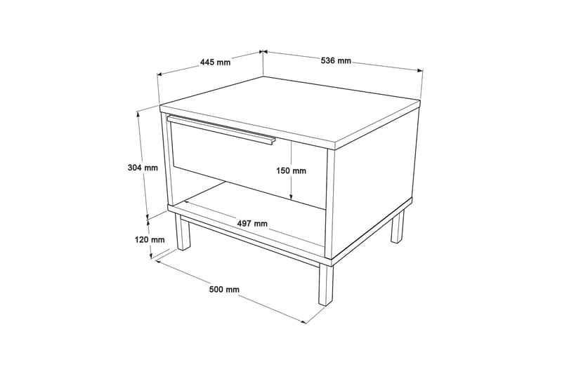 Erhan Natbord 205,6 cm - Hvid - Møbler - Borde - Aflastningsbord - Sengebord