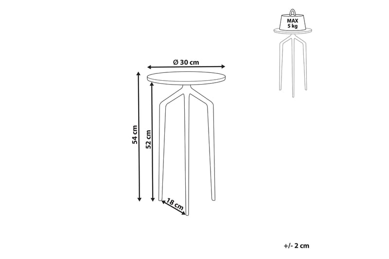 Fiori Sidebord 30 cm - Hvid/Guld - Møbler - Borde - Aflastningsbord - Lampebord