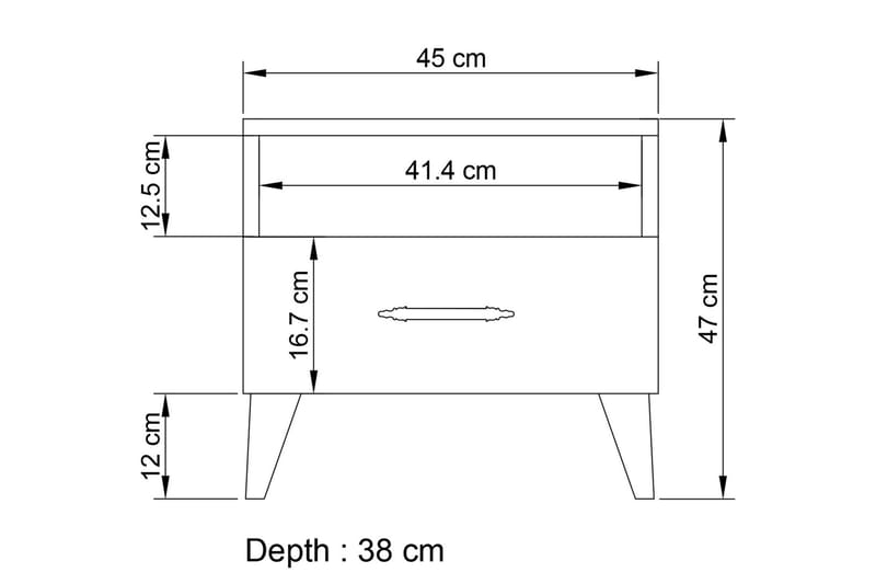 Hananiah Natbord 45 cm - Hvid - Møbler - Borde - Aflastningsbord - Sengebord