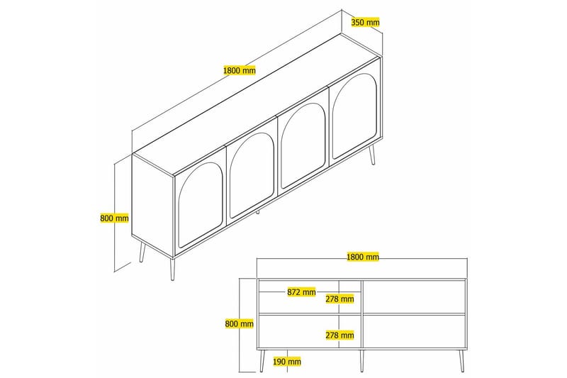 Hazim Konsolbord 180 cm - Creme/Guld - Møbler - Borde - Aflastningsbord - Entrébord