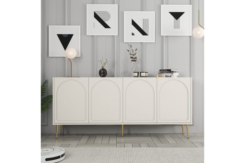 Hazim Konsolbord 180 cm - Creme/Guld - Møbler - Borde - Aflastningsbord - Entrébord