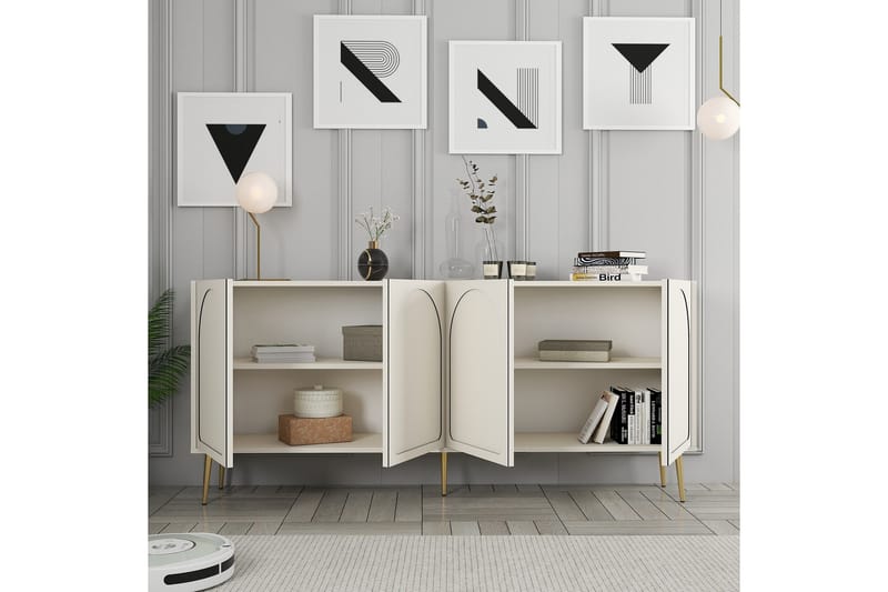 Hazim Konsolbord 180 cm - Creme/Guld - Møbler - Borde - Aflastningsbord - Entrébord