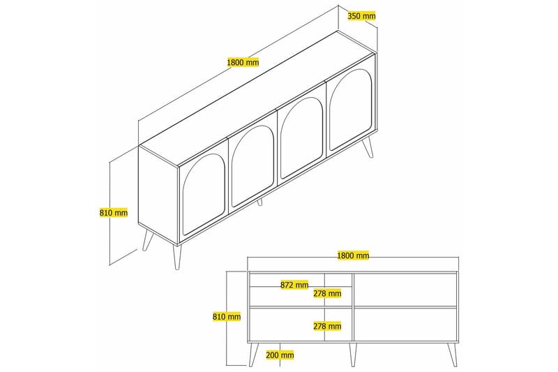 Hazim Konsolbord 180 cm - Creme/Valnød - Møbler - Borde - Aflastningsbord - Entrébord