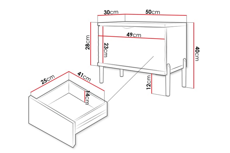 Holmes Natbord 50 cm - Hvid - Møbler - Borde - Aflastningsbord - Sengebord