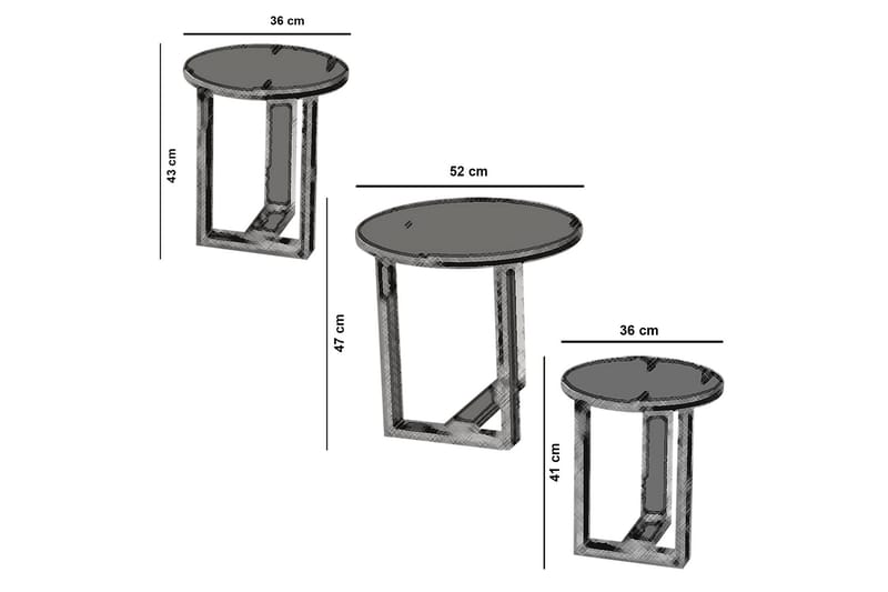 Falan Indskudsbord 52 cm Rundt 3 Bord - Brun - Møbler - Borde - Aflastningsbord - Indskudsborde