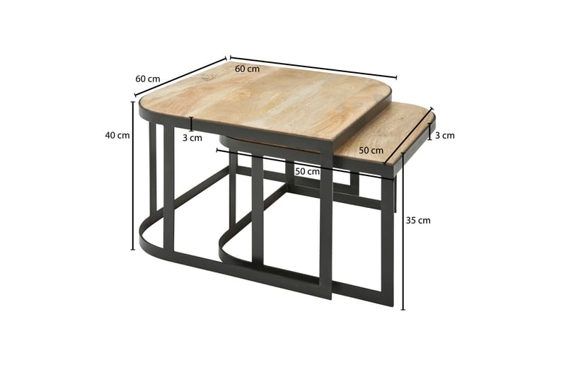 Willowdale Indskudsbord 60 cm - Brun / sort - Møbler - Borde - Aflastningsbord - Indskudsborde