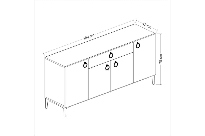 Indumati Konsollbord 160 cm - Valnød - Møbler - Borde - Aflastningsbord - Entrébord