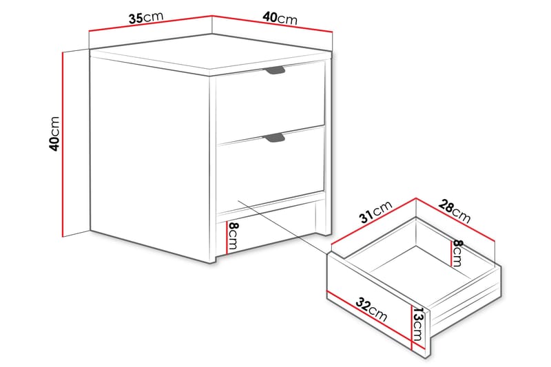 Kintore Sengebord 35 cm - Beige - Møbler - Borde - Aflastningsbord - Sengebord