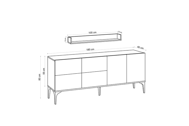 Cerreta Konsolbord 180 cm - Blå / Natur - Møbler - Borde - Aflastningsbord - Konsolbord & sidebord