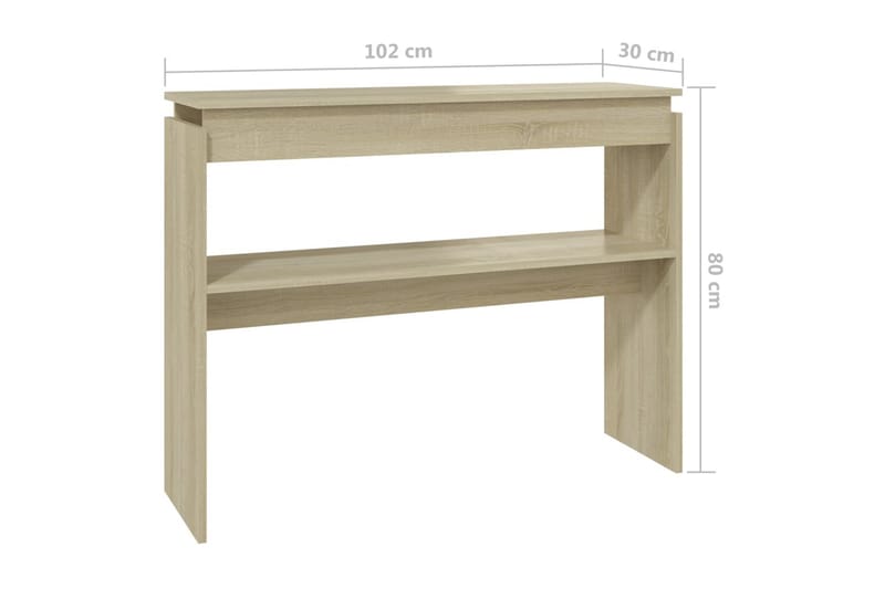 konsolbord 102x30x80 cm spånplade sonoma-eg - Brun - Møbler - Borde - Aflastningsbord - Konsolbord & sidebord