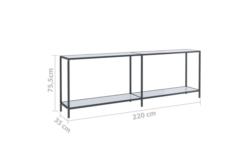 konsolbord 220x35x75,5 cm hærdet glas hvid - Hvid - Møbler - Borde - Aflastningsbord - Konsolbord & sidebord