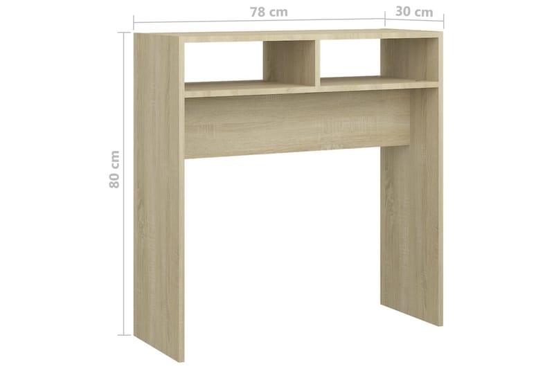 konsolbord 78x30x80 cm spånplade sonoma-eg - Brun - Møbler - Borde - Aflastningsbord - Konsolbord & sidebord