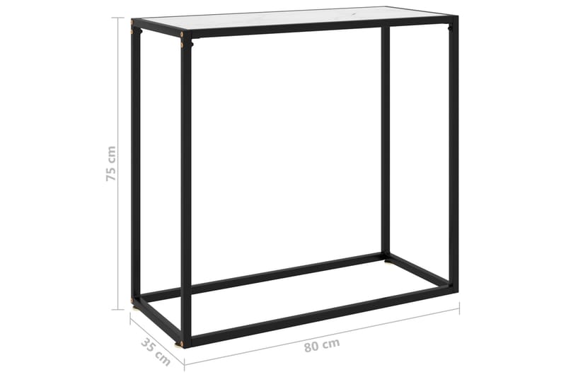 konsolbord 80x35x75 cm hærdet glas hvid - Hvid - Møbler - Borde - Aflastningsbord - Konsolbord & sidebord