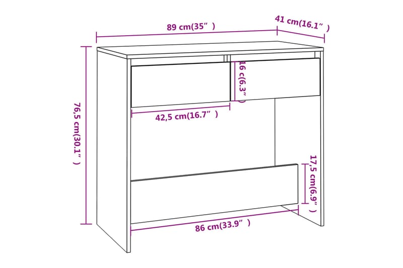 konsolbord 89x41x76,5 cm stål betongrå - Grå - Møbler - Borde - Aflastningsbord - Konsolbord & sidebord