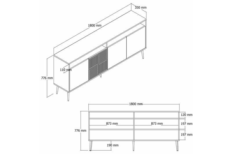 Lissione Konsolbord 180 cm - Guld/Hvid - Møbler - Borde - Aflastningsbord - Konsolbord & sidebord